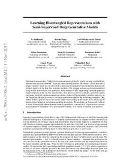 Learning Disentangled Representations with Semi-Supervised Deep
  Generative Models