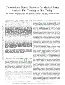 Convolutional Neural Networks for Medical Image Analysis: Full Training
  or Fine Tuning?