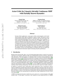 Actor-Critic for Linearly-Solvable Continuous MDP with Partially Known
  Dynamics