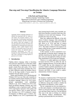One-step and Two-step Classification for Abusive Language Detection on
  Twitter