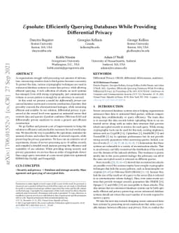 $\mathcal{E}\text{psolute}$: Efficiently Querying Databases While
  Providing Differential Privacy