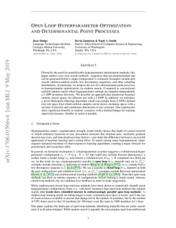 Open Loop Hyperparameter Optimization and Determinantal Point Processes