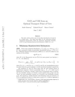 GAN and VAE from an Optimal Transport Point of View