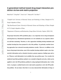 A generalized method toward drug-target interaction prediction via
  low-rank matrix projection