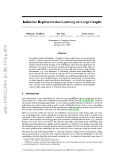 Inductive Representation Learning on Large Graphs