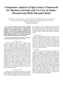 Comparative Analysis of Open Source Frameworks for Machine Learning with
  Use Case in Single-Threaded and Multi-Threaded Modes