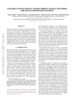 Stacked Convolutional and Recurrent Neural Networks for Music Emotion
  Recognition