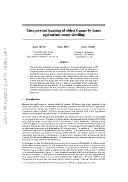 Unsupervised learning of object frames by dense equivariant image
  labelling