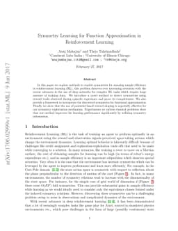 Symmetry Learning for Function Approximation in Reinforcement Learning