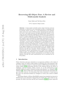 Recovering 6D Object Pose: A Review and Multi-modal Analysis
