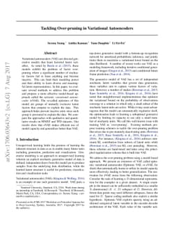 Tackling Over-pruning in Variational Autoencoders