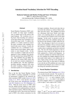 Attention-based Vocabulary Selection for NMT Decoding