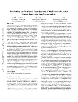 Revisiting Definitional Foundations of Oblivious RAM for Secure
  Processor Implementations