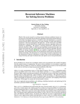 Recurrent Inference Machines for Solving Inverse Problems