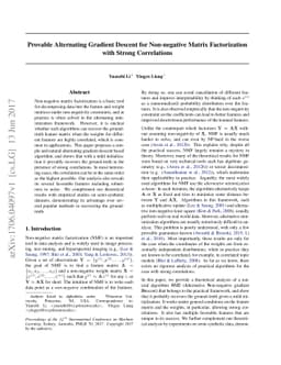 Provable Alternating Gradient Descent for Non-negative Matrix
  Factorization with Strong Correlations