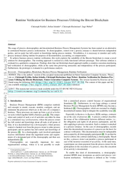 Runtime Verification for Business Processes Utilizing the Bitcoin
  Blockchain