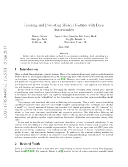 Learning and Evaluating Musical Features with Deep Autoencoders