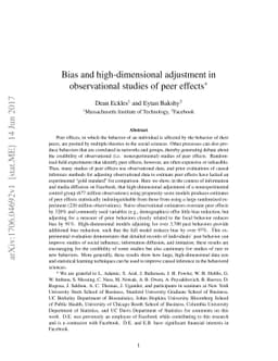 Bias and high-dimensional adjustment in observational studies of peer
  effects