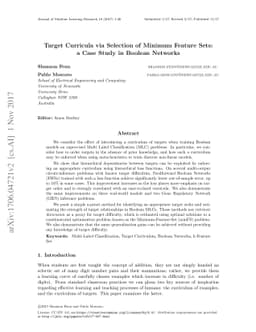 Target Curricula via Selection of Minimum Feature Sets: a Case Study in
  Boolean Networks