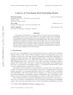 A Survey Of Cross-lingual Word Embedding Models
