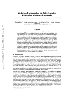Variational Approaches for Auto-Encoding Generative Adversarial Networks