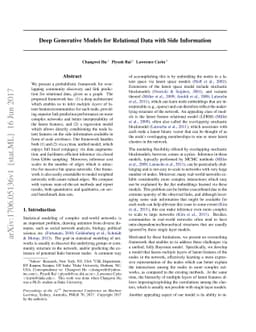 Deep Generative Models for Relational Data with Side Information