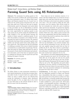 Forming Guard Sets using AS Relationships