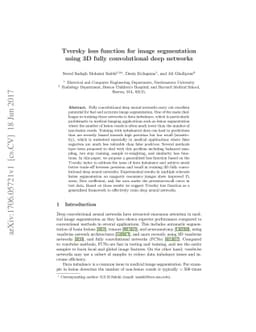 Tversky loss function for image segmentation using 3D fully
  convolutional deep networks