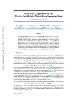 Fixed-Rank Approximation of a Positive-Semidefinite Matrix from
  Streaming Data