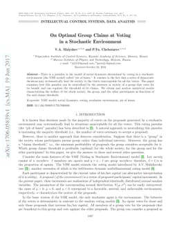 On Optimal Group Claims at Voting in a Stochastic Environment