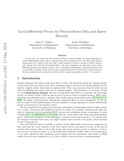 Local Differential Privacy for Physical Sensor Data and Sparse Recovery