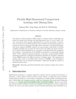 Flexible High-Dimensional Unsupervised Learning with Missing Data