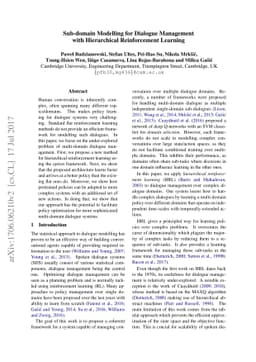 Sub-domain Modelling for Dialogue Management with Hierarchical
  Reinforcement Learning