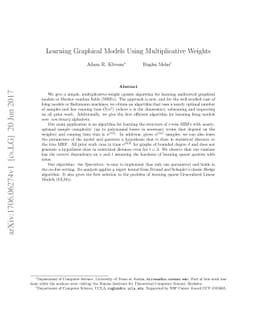 Learning Graphical Models Using Multiplicative Weights
