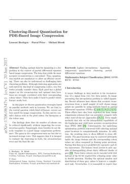Clustering-Based Quantisation for PDE-Based Image Compression