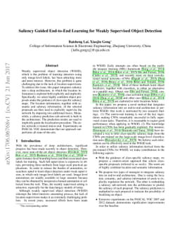 Saliency Guided End-to-End Learning for Weakly Supervised Object
  Detection