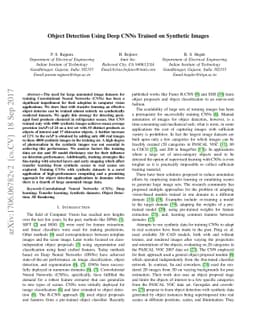 Object Detection Using Deep CNNs Trained on Synthetic Images