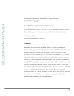 Statistical Inferences for Polarity Identification in Natural Language