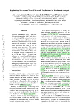 Explaining Recurrent Neural Network Predictions in Sentiment Analysis