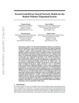 Toward Goal-Driven Neural Network Models for the Rodent
  Whisker-Trigeminal System