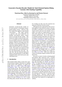 Generative Encoder-Decoder Models for Task-Oriented Spoken Dialog
  Systems with Chatting Capability