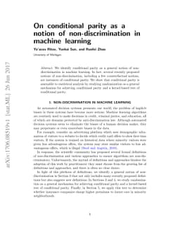 On conditional parity as a notion of non-discrimination in machine
  learning