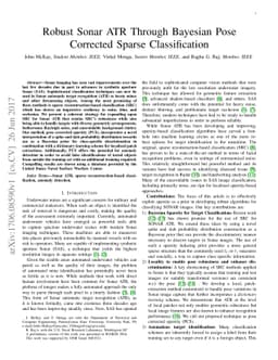 Robust Sonar ATR Through Bayesian Pose Corrected Sparse Classification