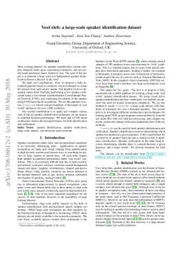 VoxCeleb: a large-scale speaker identification dataset