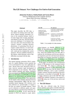 The E2E Dataset: New Challenges For End-to-End Generation