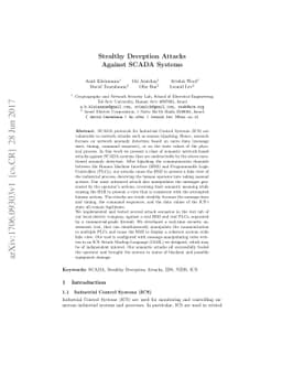 Stealthy Deception Attacks Against SCADA Systems