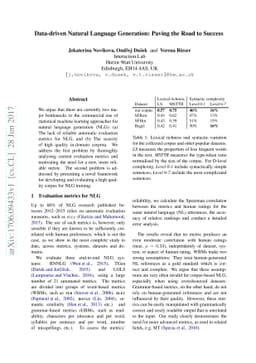 Data-driven Natural Language Generation: Paving the Road to Success