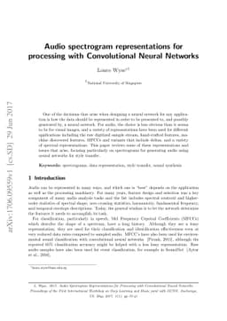 Audio Spectrogram Representations for Processing with Convolutional
  Neural Networks