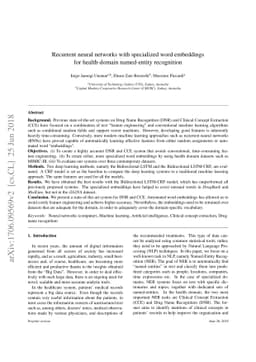 Recurrent neural networks with specialized word embeddings for
  health-domain named-entity recognition