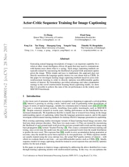 Actor-Critic Sequence Training for Image Captioning